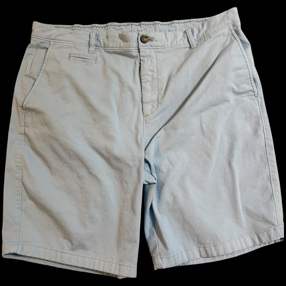 Johnnie-O Mens Light Blue Chino Shorts Size 38 Cotton Blend Stretch Flat Front